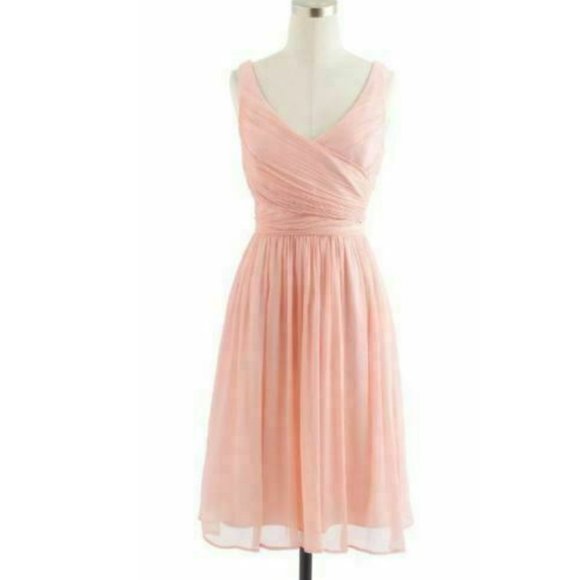 J. Crew Bridesmaid Dress Heidi Silk Chiffon Pink 0 - Picture 1 of 3